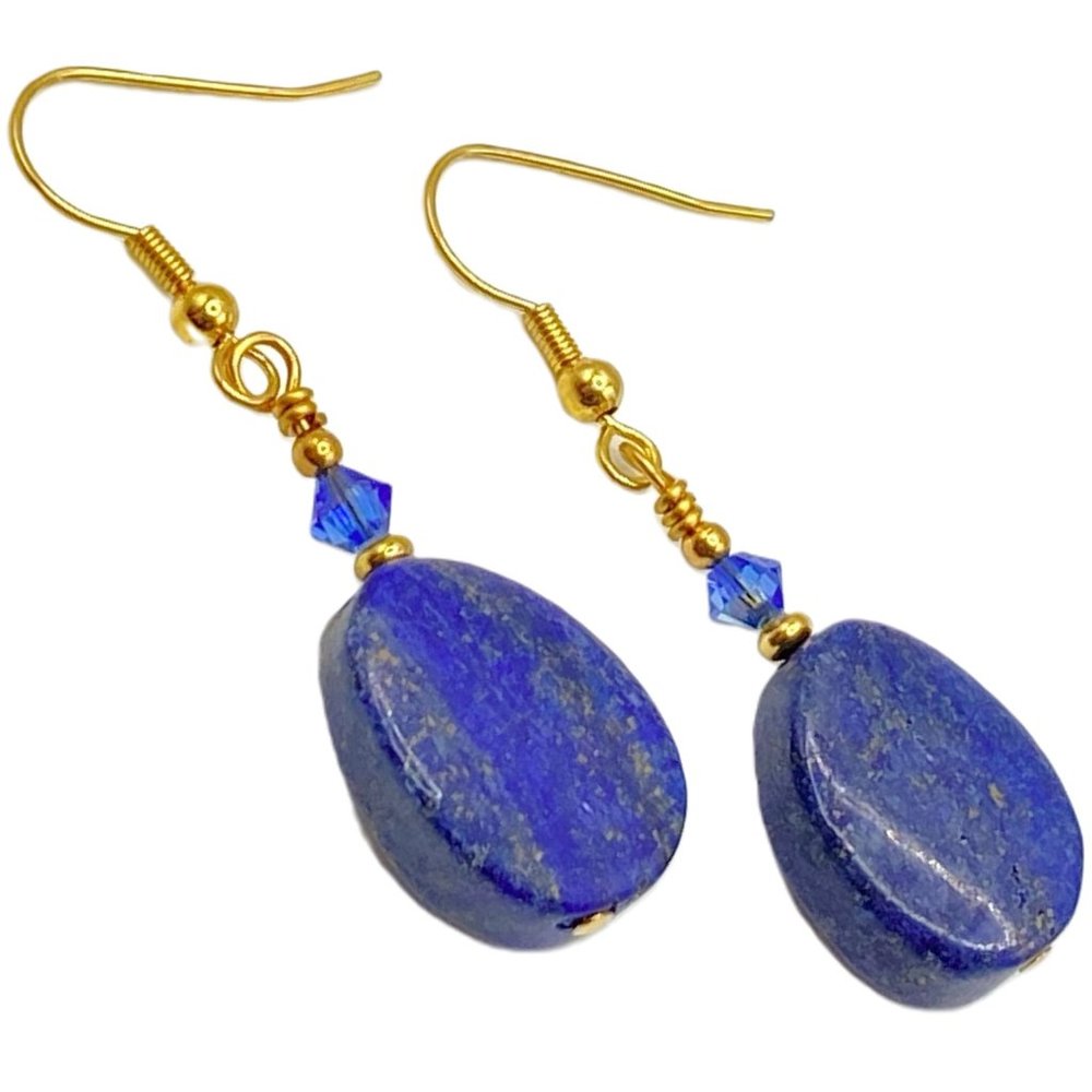 Lapis Lazuli Beaded Earrings- Handmade